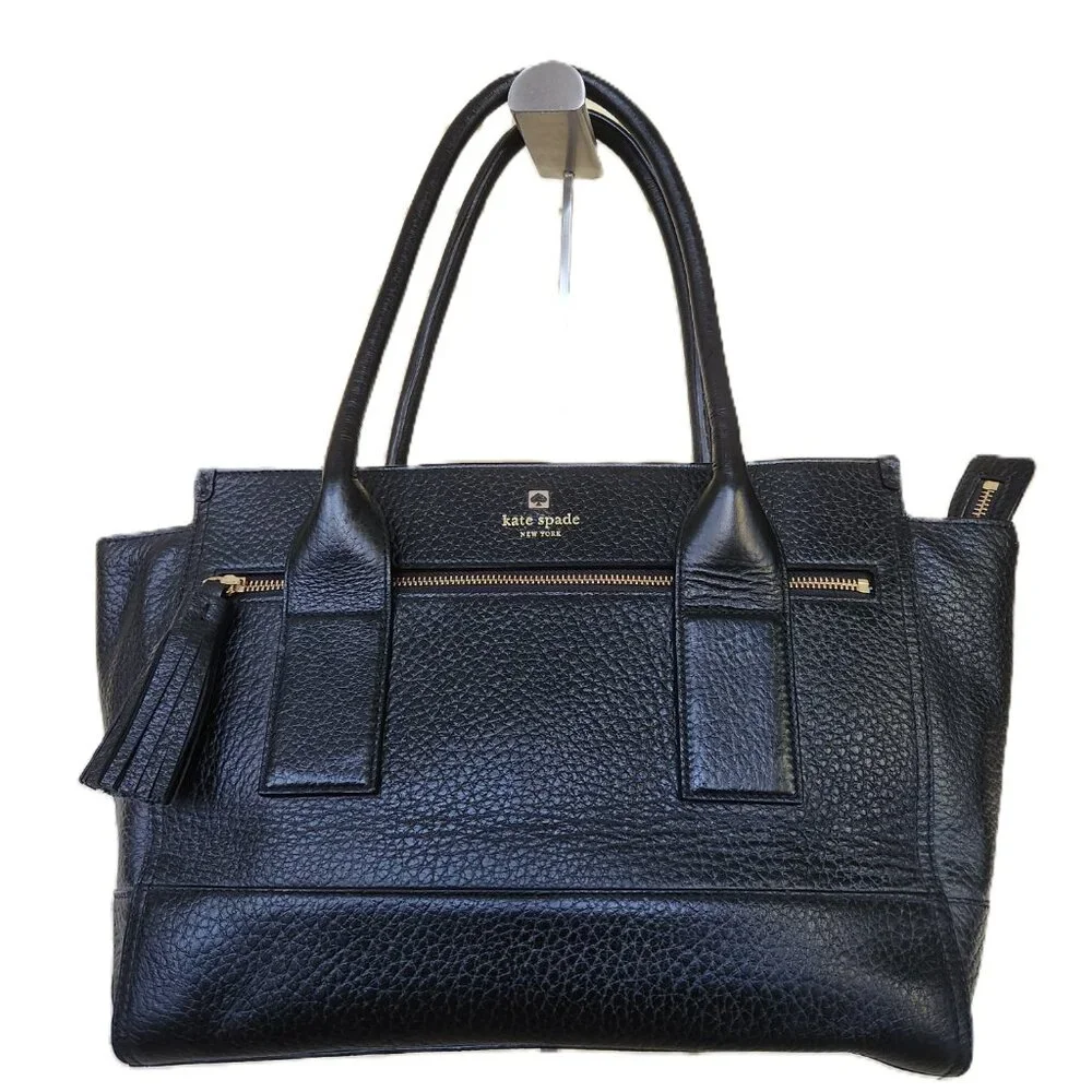 Like New Kate Spade Southport Ave Black Leather Tote Bag Large Purse